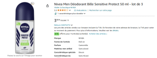 Lot de 3 Déodorant Bille Sensitive Protect Nivea Men à 3€