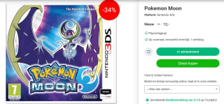 Pokémon Moon voor de Nintendo 3DS en 2DS nu €12 bij Nedgame