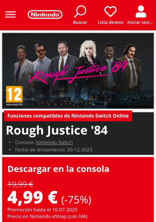 Rough Justice '84 Nintendo Switch por 4,99€.