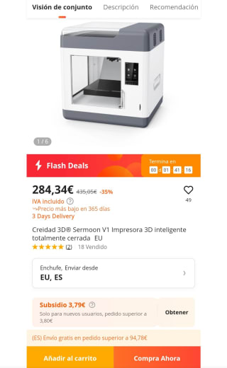 Impresora Creidad 3D Sermoon V1 por 246,43€