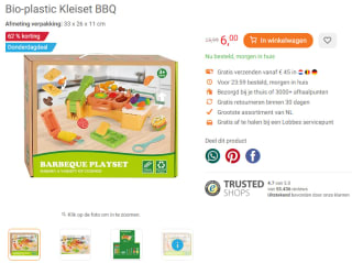 62% korting op Bio-plastic Kleiset BBQ bij Lobbes