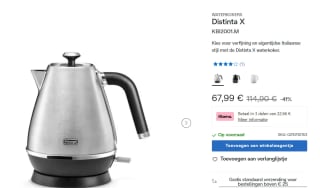 DeLonghi Distinta X waterkoker voor €61,19 bij Delonghi