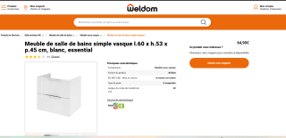Meuble de salle de bains simple vasque à 64,90€