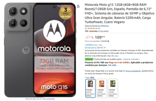Motorola Moto g15 12GB (4GB+8GB RAM Boost)/128GB por 109€