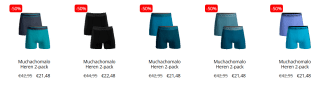 Tot 60% korting op Muchochomalo boxershorts packs en tops bij V&D