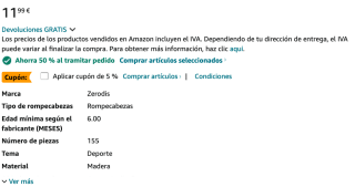 Zerodis 155pcs Rompecabezas de Madera para niños 2-10 años por solo 5,69€