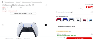 SONY PlayStation 5 DualSense Draadloze Controller voor €54,99 bij de Mediamarkt