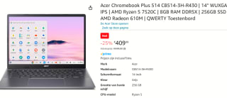 Acer Chromebook Plus 514 CB514-3H-R430 | 14" voor €409,99 bij Amazon