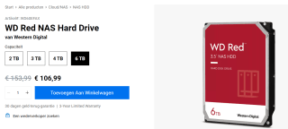 Western Digital Red, 3.5'', 6TB voor €106,99 bij Western Digital