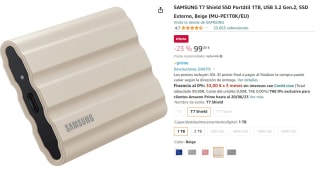 Disco Duro Portatil Samsung T7 Shield SSD 1TB USB-C por 99€