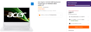 Portatil Acer Aspire 1 A114-61-S94P Qualcomm Snapdragon SC7180/8GB/128GB eMMC/14'' por 229€