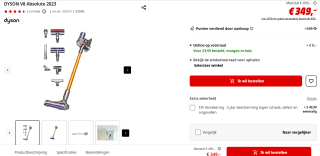 Dyson V8 Absolute (2023) - Steelstofzuiger voor €349 bij de Mediamarkt