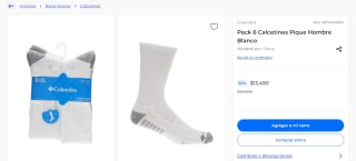 Pack 6 Calcetines Pique Hombre Blanco por $13.490