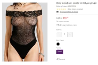 Body Vicky Form Escote Bardot por $160 en Suburbia