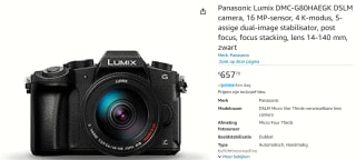 Panasonic Lumix DMC-G80 + 14-140mm f/3.5-5.6 Zwart voor €657,70 bij Amazon