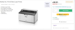 Brother HL-1110 A4 Mono Laser Printer for only £ 68.91