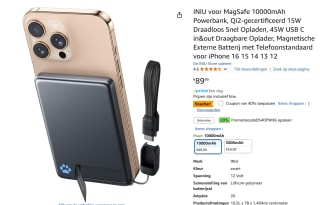 INIU voor MagSafe 10000mAh Powerbank voor €35,99 bij Amazon