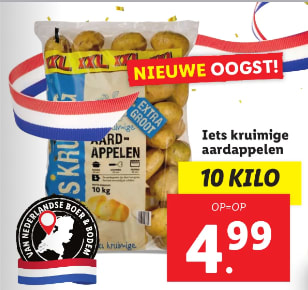 10 kilo aardappelen voor €4,99 bij de Lidl