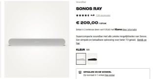 Sonos Ray - Compacte soundbar voor €209 bij Hifi Klubben