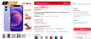 iPhone 12 Mini 64GB por $3,350 en AliExpress