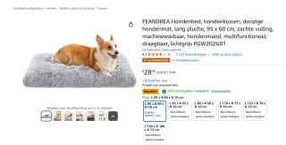 Feandrea machinewasbaar Hondenbed (90cm x 65cm) voor €23,19 bij Amazon