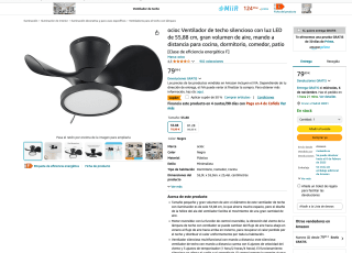 Ventilador de Techo Silencioso con Luz LED y Control Remoto Ocioc por solo 39,98€