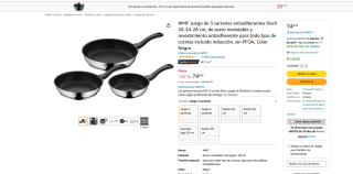 Juego de 3 sartenes antiadherentes Devil 20-24-28cm por 74,99€