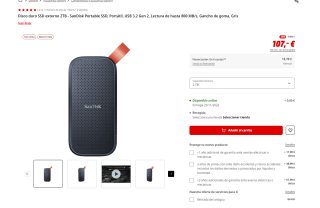 Disco duro SanDisk 2TB Portable SSD por solo 107€ (97€ con la newsletter)