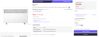 Radiador Xiaomi Mi Smart Space Heater S por 50,56€