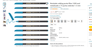 Pack x10 Rotulador edding azul metalizado por 5.30€