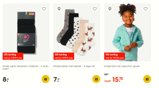 15% korting op alles bij de Hema