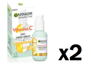 2 Botes de 50ml de Garnier, Sérum Facial Iluminador y Anti Manchas 2 en 1, Con 20% Vitamina C y SPF25, No graso por 13.92€
