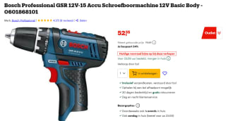 Bosch Professional GSR 12V-15 0601868101 Accu-schroefboormachine Body voor €52,38 bij Bol