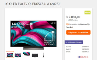 65 inch LG OLED evo AI C5 4K Smart TV 2025 voor €2.088 + 1.000 ING punten