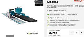 Scie circulaire sans fil Makita à 387,60€