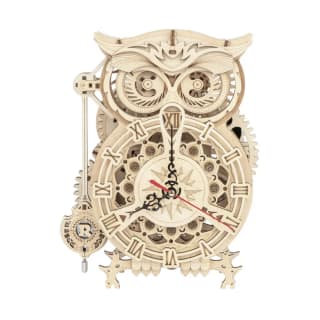 Robotime Kit de reloj de pared de búho de madera por 19,49€.