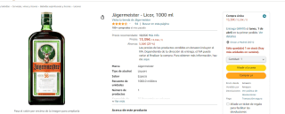 Licor Jägermeister 1L por 13.39€
