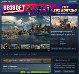 Anno 1800 voor €14,99 bij Steam
