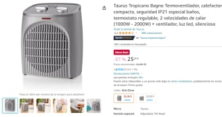 Taurus Tropicano Bagno Termoventilador, calefactor compacto por 25,26€