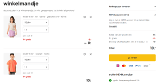 1+1 gratis op kinder en baby t-shirts bij Hema