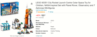 LEGO 60351 City Raketlanceerbasis Outer Space Set voor €80,68 bij Amazon