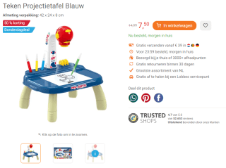 Teken Projectietafel Blauw voor €7,50 bij Lobbes