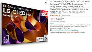 Televisor LG OLED65G45LW, 65", OLED EVO* 4K, Serie G4, Smart TV, WebOS24, Procesador a11, Dolby Vision, Dolby Atmos, webOS 24, 3840X2160,TV Gaming, 144 Hz por 1574.04€