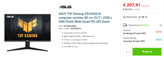 ASUS TUF Gaming VG32AQL1A monitor voor €251,57 bij Senetic