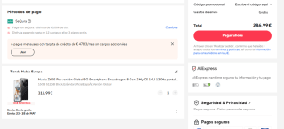 Nubia Z60S Pro versión Global 5G de 16GB/512GB por 286,99€