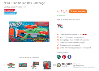NERF Dino Squad Rex Rampage voor €10 bij Lobbes