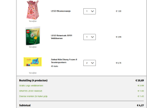 Gratis Lego veldbloemen en vaasje t.w.v. €4,99 bij aankoop van 2 actieproducten bij Kruidvat