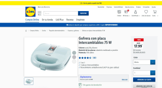 Gofrera con placa intercambiables de 75 W por 17.99€