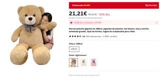 Oso de peluche gigante de 105cm por 21,02€