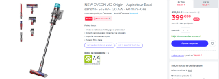Aspirateur balai ans fil Dyson V12 Origin à 399€